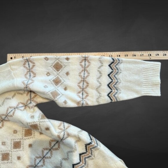 Talbots Petite Sweater Fair Isle Pattern Mock Neck Stretch Fabric Ivory W US XLP - Picture 5 of 9